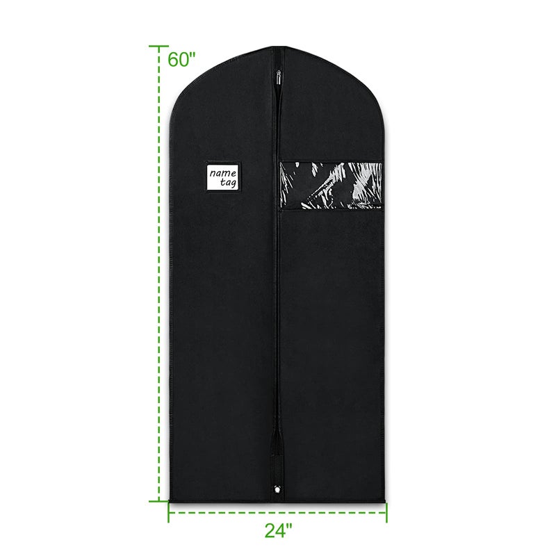 KEEGH Garment Bags for Hanging Clothes 60" (Set of 6) Dress Bags for Gowns Long Dress Bags for Closet Storage with Zipper and Eye-Hole for Folding for Suit Coats Dresses, Black - Image 2